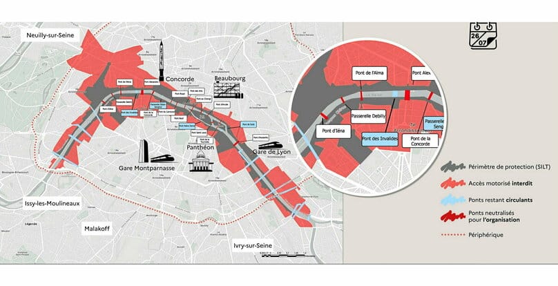 zones déplacement taxi JO 2024 Paris